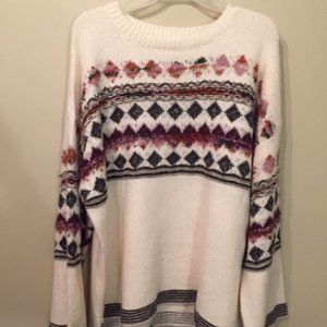 NWT - sweater, multi-colors/cream base, XL 16-18